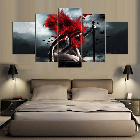 Red Hair Girl Wall Art Canvas Decor Printing