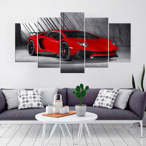 Red Lamborghini Aventador SV Super Car Wall Art Canvas Decor Printing