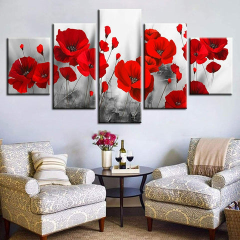 Red Poppy Flower Wall Art Canvas Decor Printing