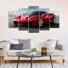 Red Sports Car Wall Art Canvas Decor Printing