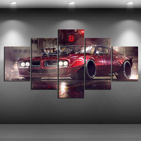 Red Vehicle Retro Sport Car Wall Art Canvas Decor Printing