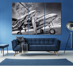 Retro Classic Airplane Wall Art Canvas Print Decor-3Panels