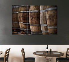 Retro Whiskey Barrel Wall Art Canvas Print Decor-3Panels