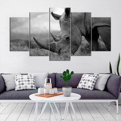 Rhino Wild Life Black and White Wall Art Canvas Decor Printing
