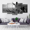 Image of Rhino Wild Life Black and White Wall Art Canvas Decor Printing