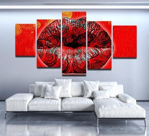 Rose Lips Abstract Wall Art Canvas Decor Printing