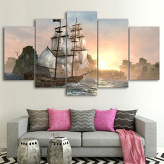 Sailing Ship Sunset Pirate Wall Art Canvas Decor Printing