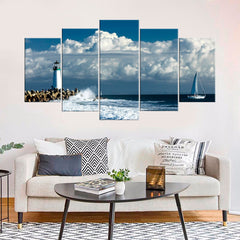 Santa Cruz Shore Ocean Lighthouse Wall Art Canvas Decor Printing