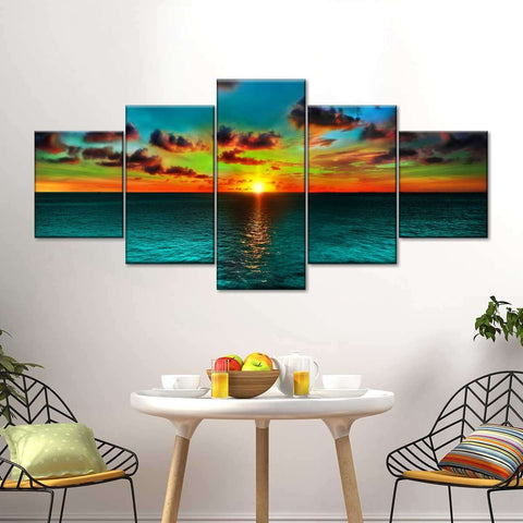 Seascape Sunset Ocean Wall Art Canvas Decor Printing