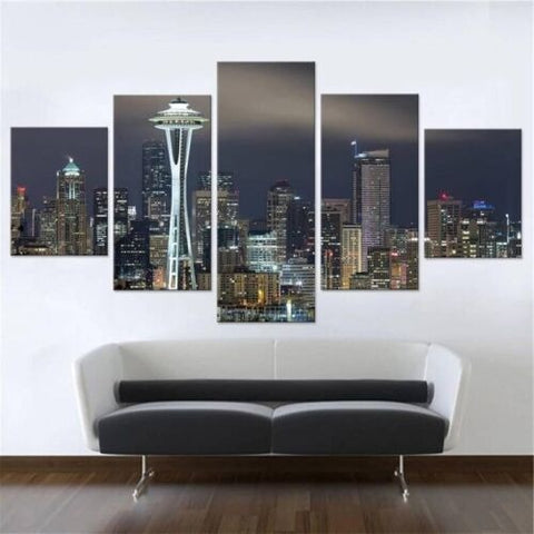 Seattle Cityscape Wall Art Canvas Decor Printing