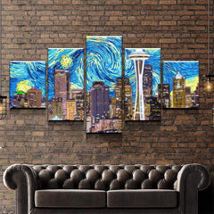 Seattle Starry Night Wall Art Canvas Decor Printing