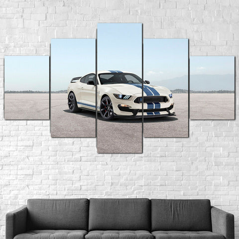 White Shelby Sports Car Wall Art Canvas Decor Printing