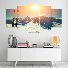 Skis in Snow Winter Sports Wall Art Canvas Decor Printing