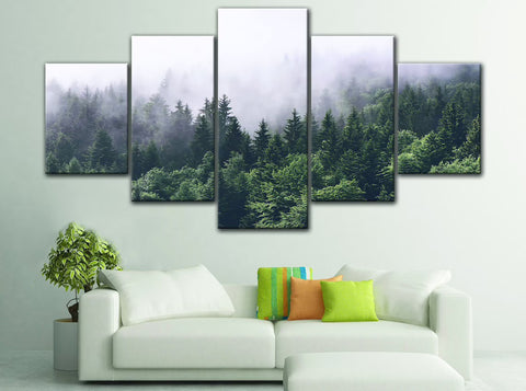 Smoky Forest Mist Wall Art Canvas Decor Printing