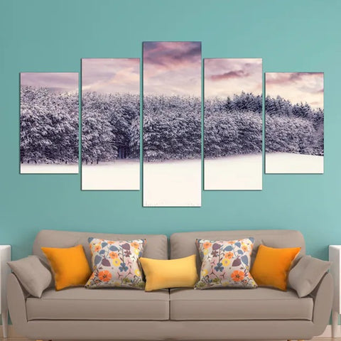 Snow Winter Forest Wall Art Canvas Decor Printing