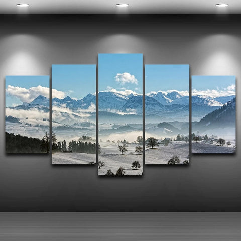 Snowy Mountains Big Country Wall Art Canvas Decor Printing