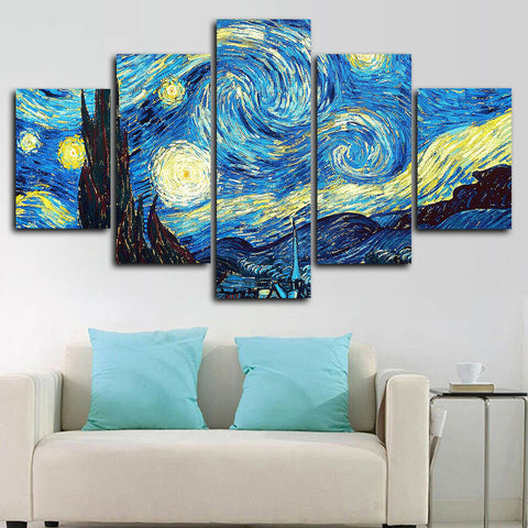 Starry Night Van Gogh Abstract Wall Art Canvas Decor Printing