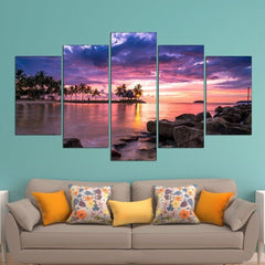 Stunning Tropical Beach Sunset Wall Art Canvas Decor Printing