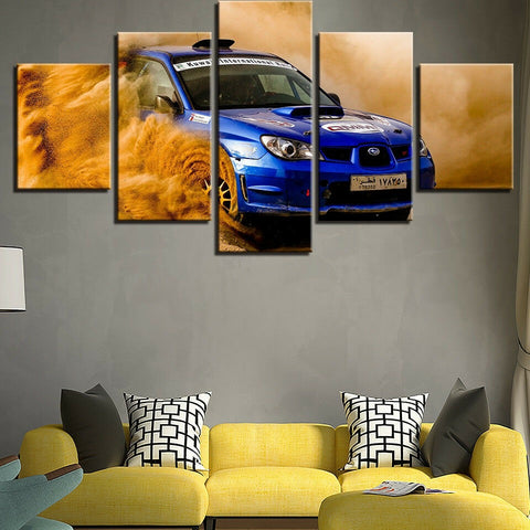 Subaru Blue Race Sports Car Wall Art Canvas Decor Printing