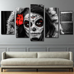 Sugar Skull Day Of The Dead Face Halloween Wall Art Canvas Decor Printing