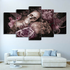 Sugar Skull and Pink Roses Wall Art Canvas Decor Printing