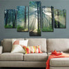 Image of Sun Shining Through Trees Forest Wall Art Canvas Decor Printing