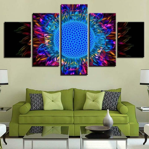 Sunflower Fractal Colorful Wall Art Canvas Decor Printing