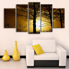 Sunset Through The Trees Wall Art Canvas Decor Printing