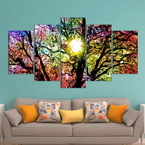 Sunshine Tree Abstract Watercolor Wall Art Canvas Decor Printing