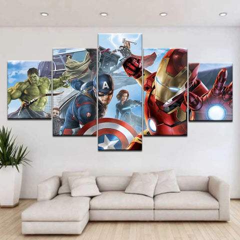 Super Hero Avengers Captain America Hulk Iron Man Wall Art Canvas Decor Printing