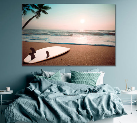Surfboard Tropical Beach Wall Art Canvas Print Decor-1Panel