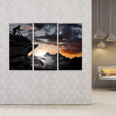 Swiss Alps Mountain Biking Wall Art Canvas Print Decor