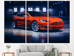 Tesla Model S Car Wall Art Canvas Print Decor