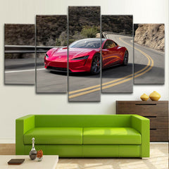 Tesla Roadster Wall Art Canvas Decor Printing
