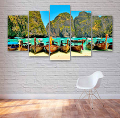 Thailand Tropical Beach And Boats Wall Art Canvas Decor Printing