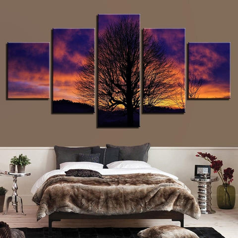 Tree Sunrise Wall Art Canvas Decor Printing