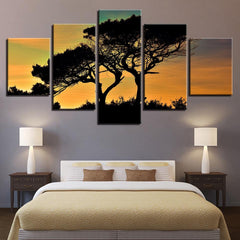 Tree Sunset Wall Art Canvas Decor Printing