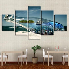 Tropical Island Reef In A Bottle Wall Art Canvas Decor Printing