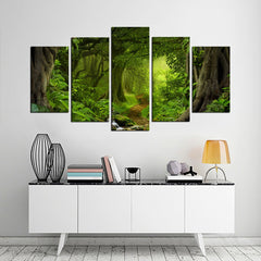 Tropical Jungle Green Forest Abstract Wall Art Canvas Decor Printing