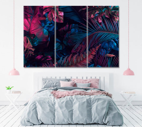 Tropical Palm Leaves Wall Art Canvas Print Decor-3Panels