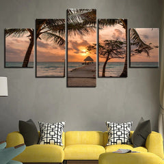 Tropical Palm Tree Ocean Sunset Cloud Seascape Wall Art Canvas Decor Printing