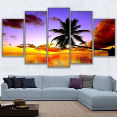 Tropical Sunset Scenery Wall Art Canvas Decor Printing