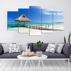 Tropical White Sandy Beach Seascape Wall Art Canvas Decor Printing