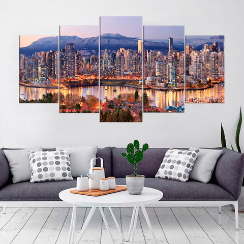 Vancouver Canada Skyline Cityscape Wall Art Canvas Decor Printing