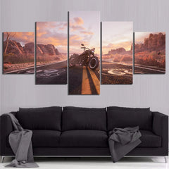 Vintage Motorcycle Burnout Wall Art Canvas Decor Printing