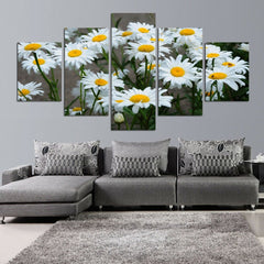 White Daisy Flowers Blooming Wall Art Canvas Decor Printing