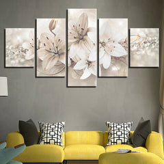 White Lily Flower Abstract Wall Art Canvas Decor Printing