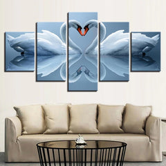 White Swan Couple Wall Art Canvas Decor Printing