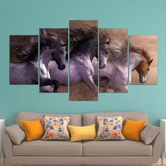 White Three Horses Running Wall Art Canvas Decor Printing