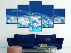 White & Blue Abstract Wave Wall Art Canvas Decor Printing